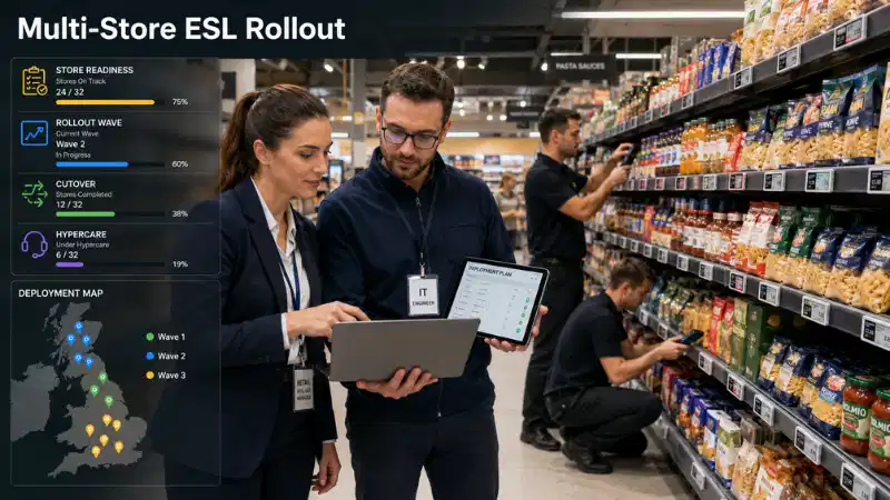 Udrulningsplan for elektronisk hyldelabel til detailhandel med flere-butikker